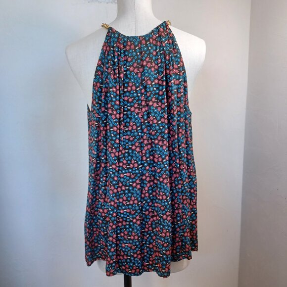 Elie Tahari Silk Halter Top Chain Strap Detail Flowy Lined Womens Large - Picture 3 of 14